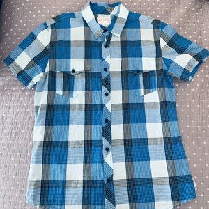 Blue Plaid Short Sleeve Button Up